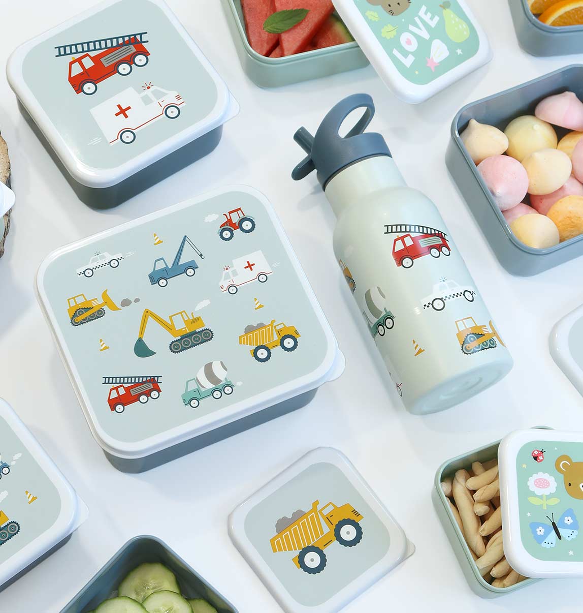 A Little Lovely Company Δοχείο Φαγητού Lunch Box Vehicles SBSEVE58 | Homidoo.gr