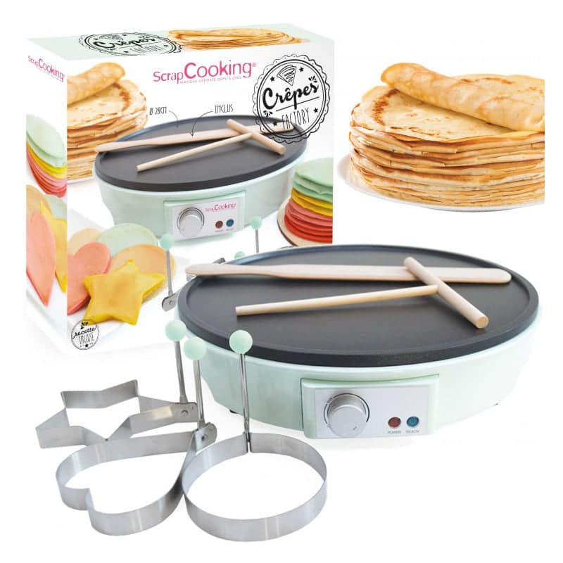Scrap Cooking Κρεπιέρα με 3 καλούπια: αστέρι, καρδιά, κύκλο 1 ξύλινη σπάτουλα 1 ξύλινο εργαλείο για το άπλωμα της κρέπας