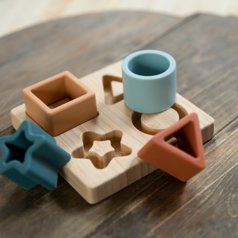 Bo Jungle: Ξύλινο παζλ με σφηνώματα σιλικόνης 12x12 cm