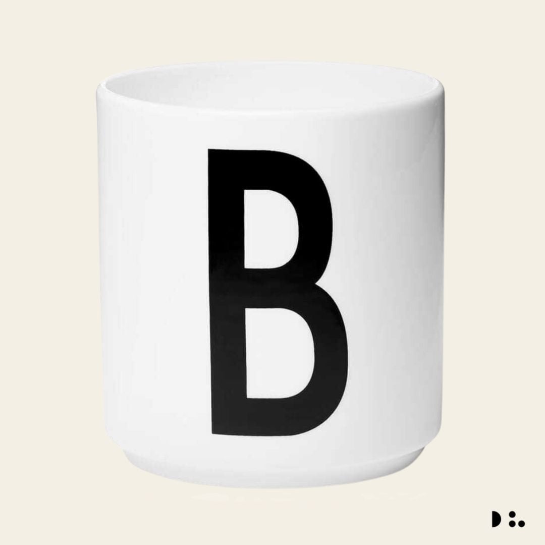 Design Letters: Κύπελλο πορσελάνης Bone China Personal Cup White "B"
