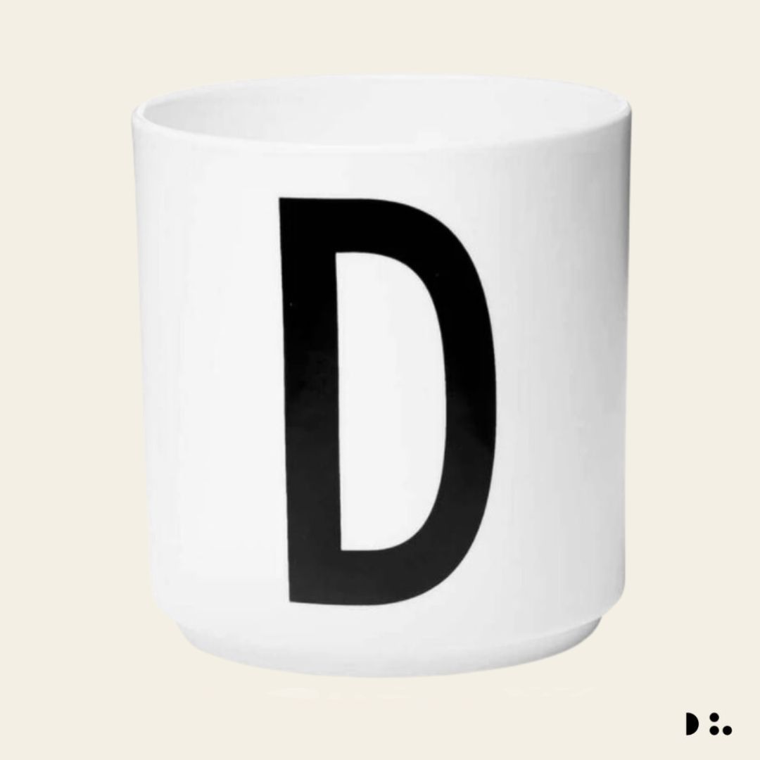 Design Letters: Κύπελλο πορσελάνης Bone China Personal Cup White "D"