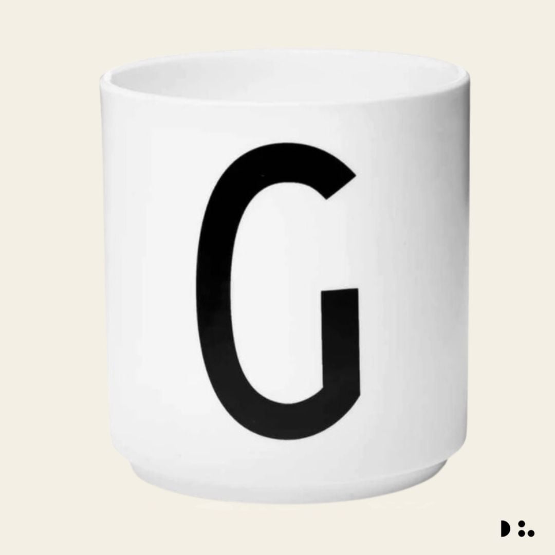 Design Letters: Κύπελλο πορσελάνης Bone China Personal Cup White "G"