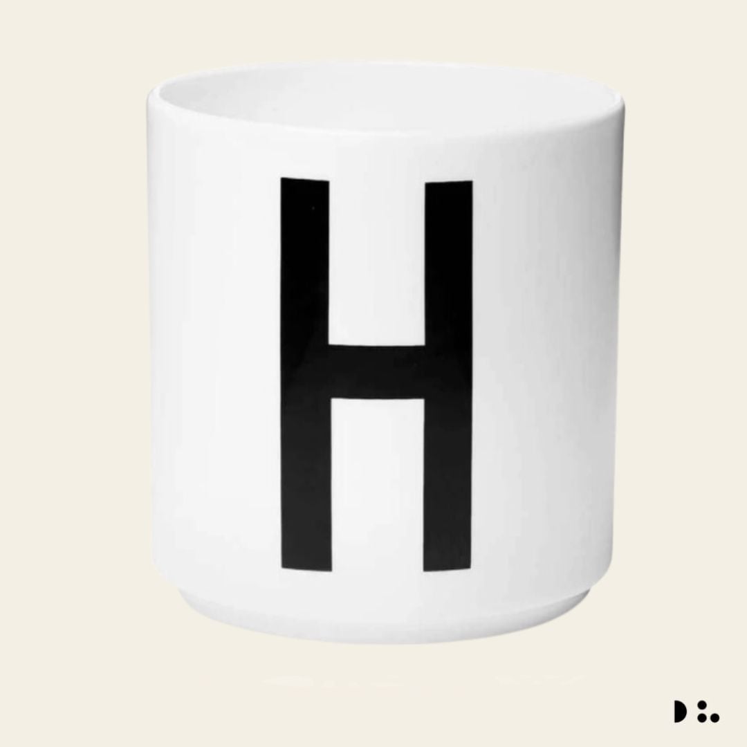 Design Letters: Κύπελλο πορσελάνης Bone China Personal Cup White "H"