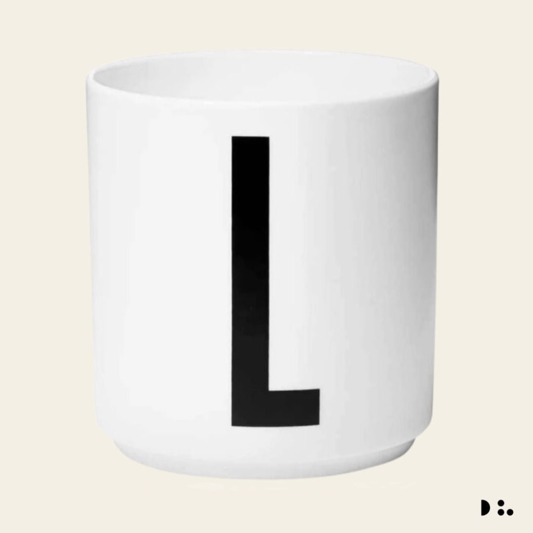 Design Letters: Κύπελλο πορσελάνης Bone China Personal Cup White "L"