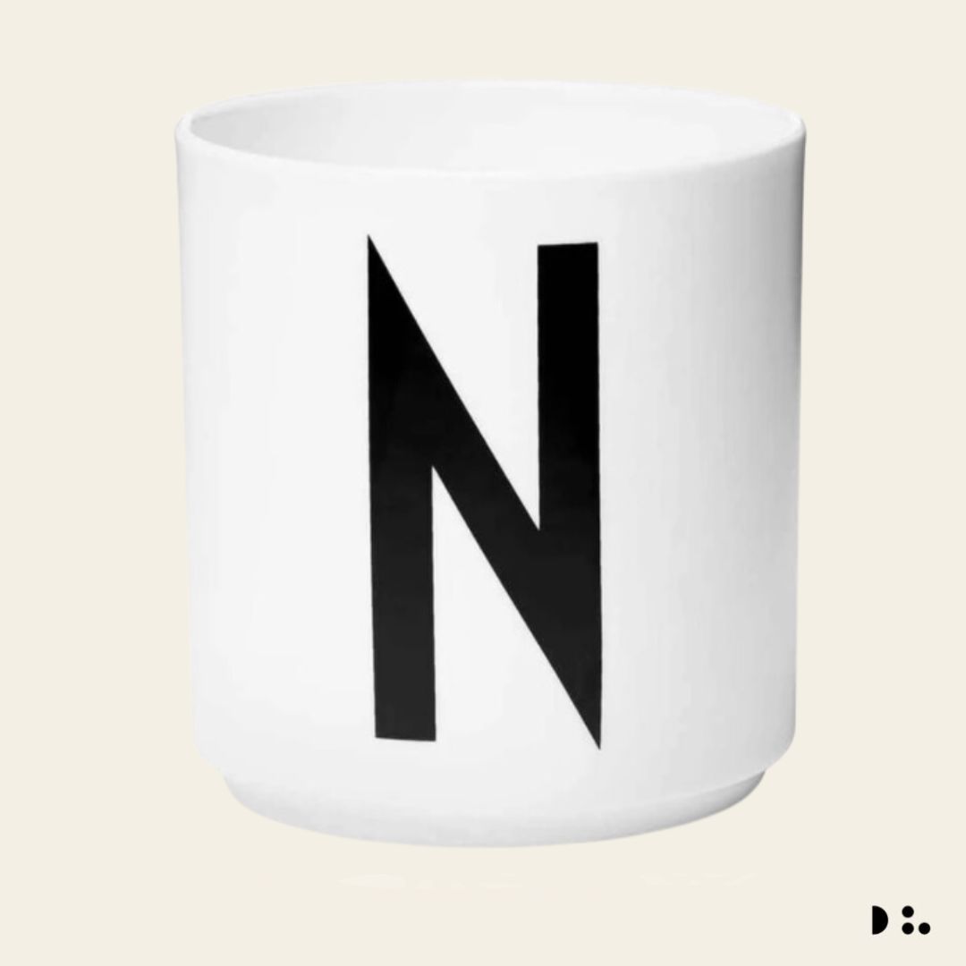 Design Letters: Κύπελλο πορσελάνης Bone China Personal Cup White "N"
