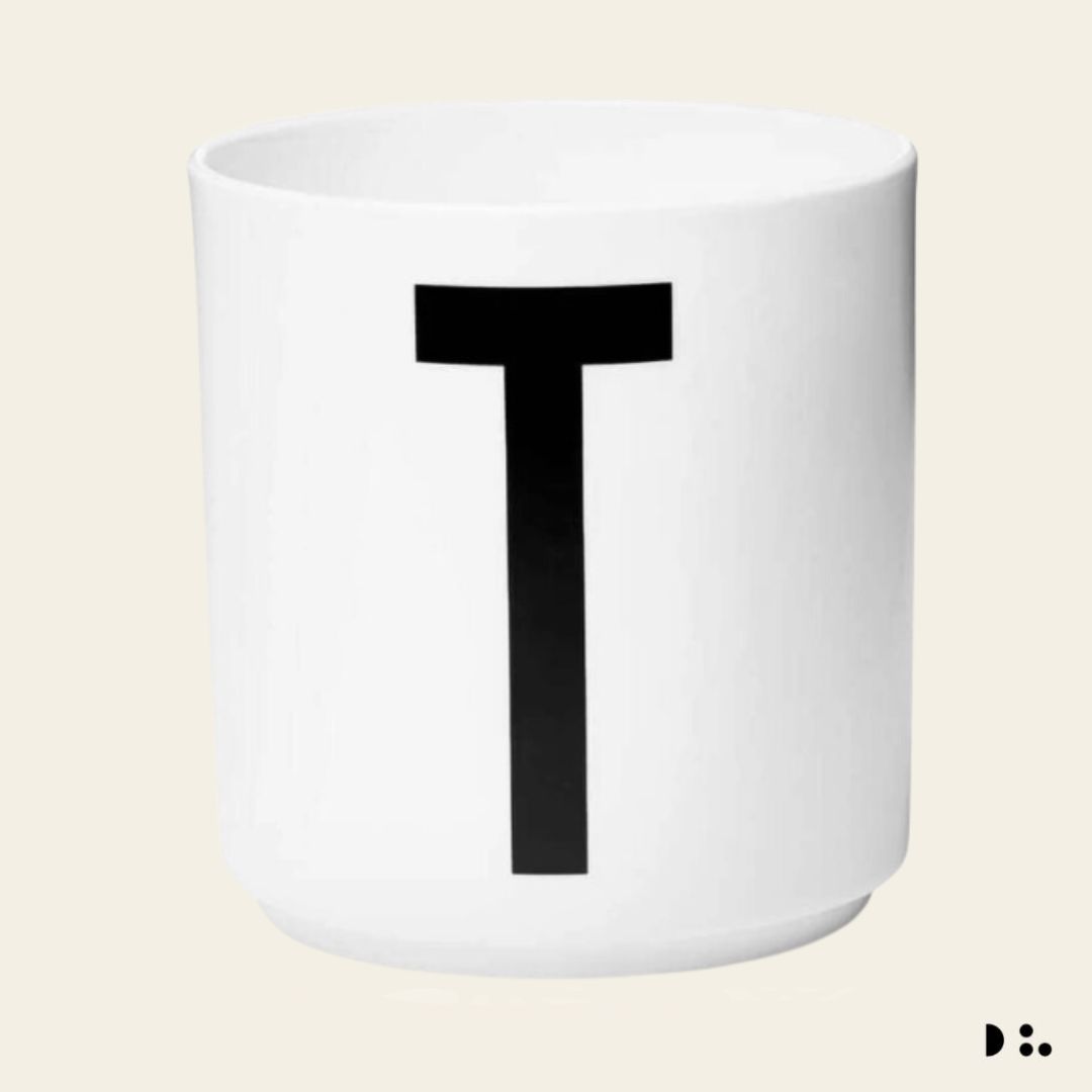 Design Letters: Κύπελλο πορσελάνης Bone China Personal Cup White "T"