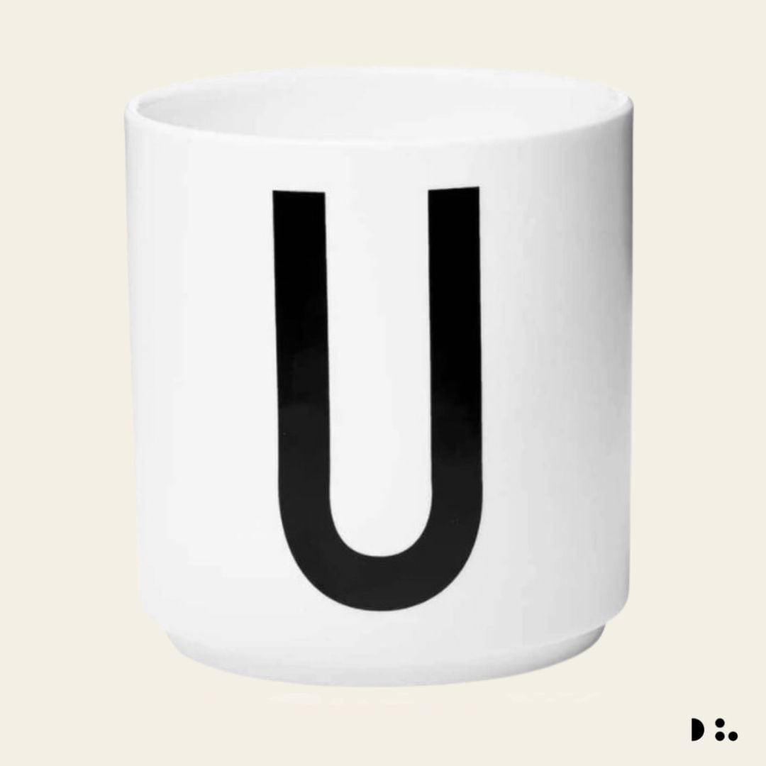 Design Letters: Κύπελλο πορσελάνης Bone China Personal Cup White "U"