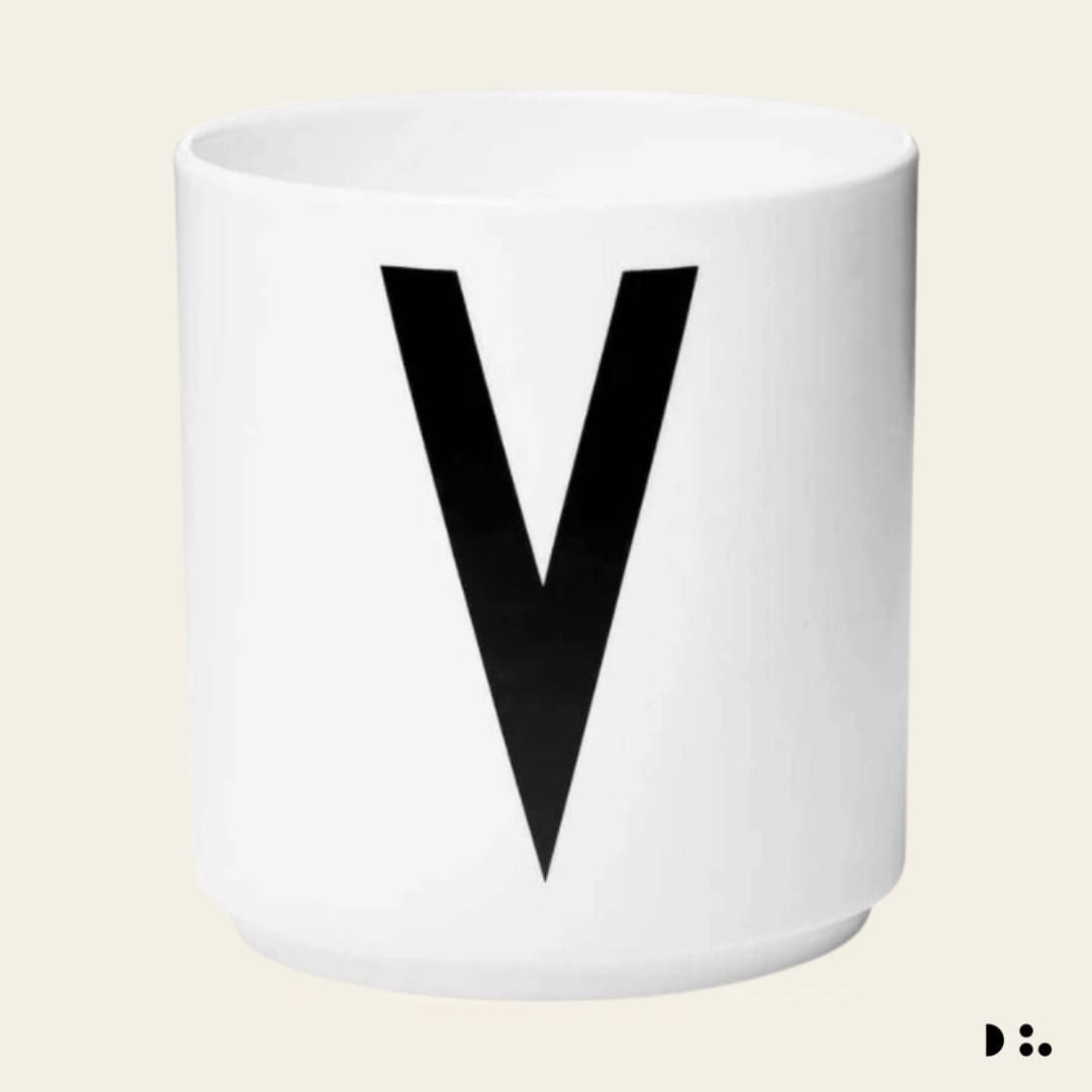 Design Letters: Κύπελλο πορσελάνης Bone China Personal Cup White "V"