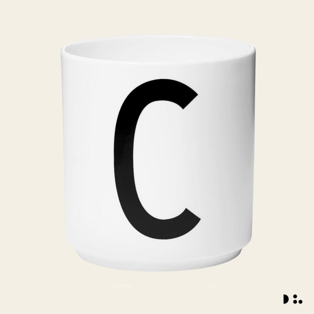 Design Letters: Κύπελλο πορσελάνης Bone China Personal Cup White "C"