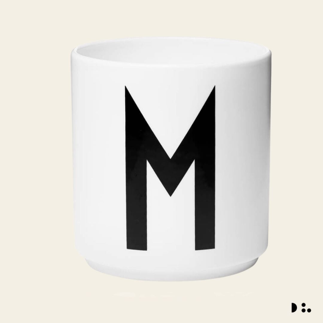 Design Letters: Κύπελλο πορσελάνης Bone China Personal Cup White "M"