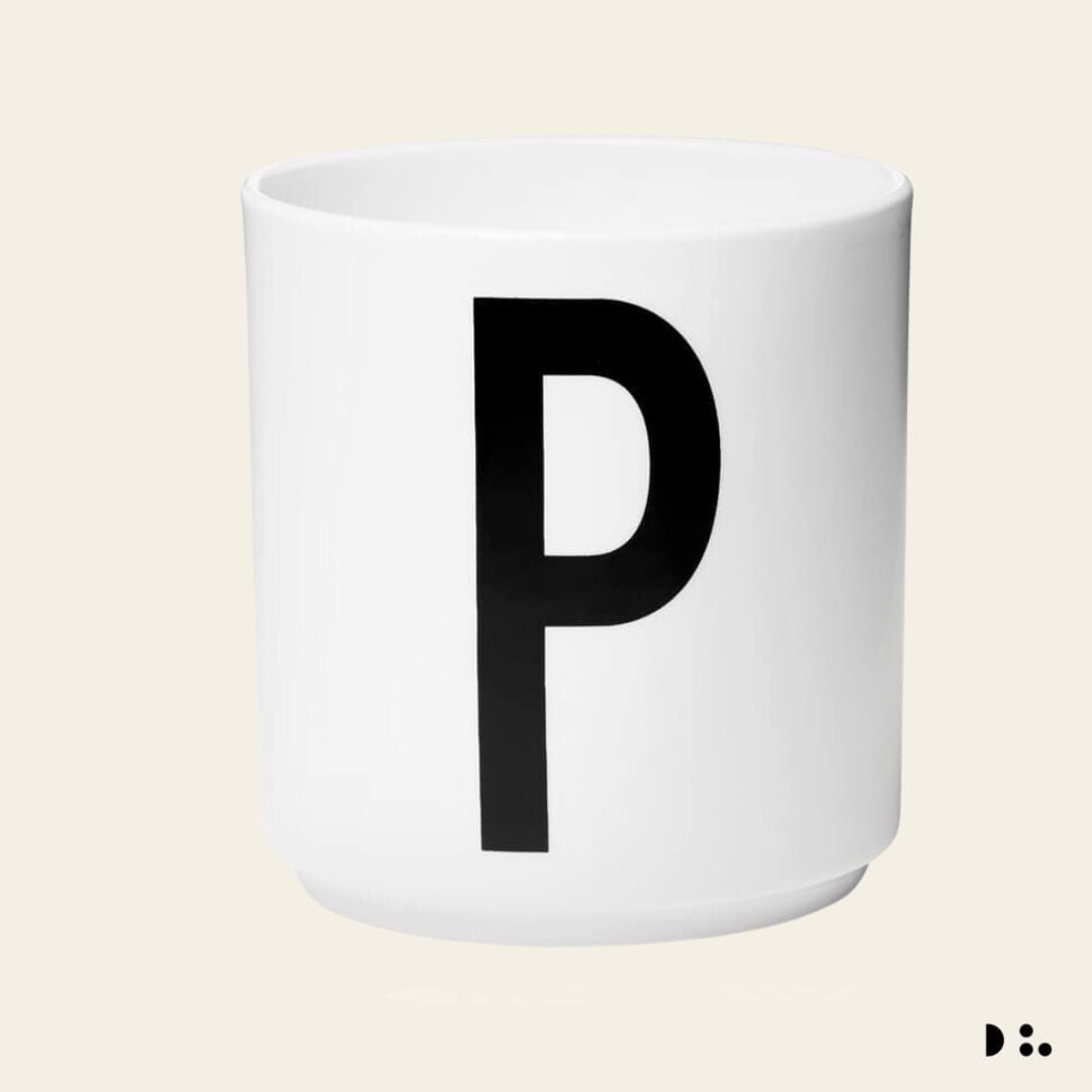 Design Letters: Κύπελλο πορσελάνης Bone China Personal Cup White "P"