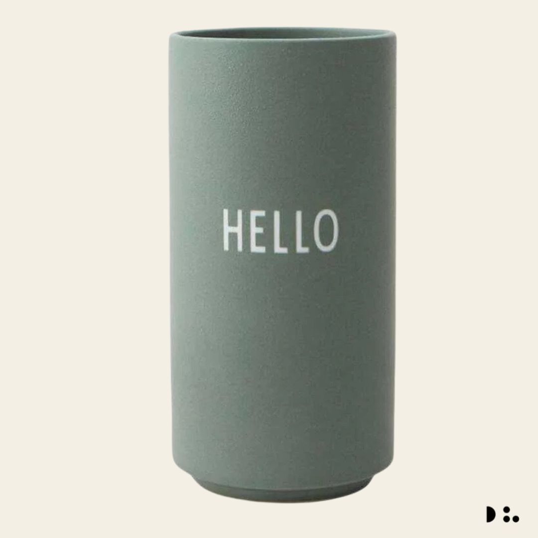 Design Letters: Βάζα πορσελάνης Green Hello 11x5.5 εκ