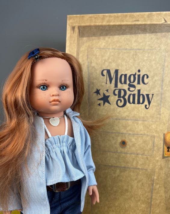 Magic baby Παιδική κούκλα "Nani με κόκκινα μαλλιά και τζιν παντελόνι"-42εκ.