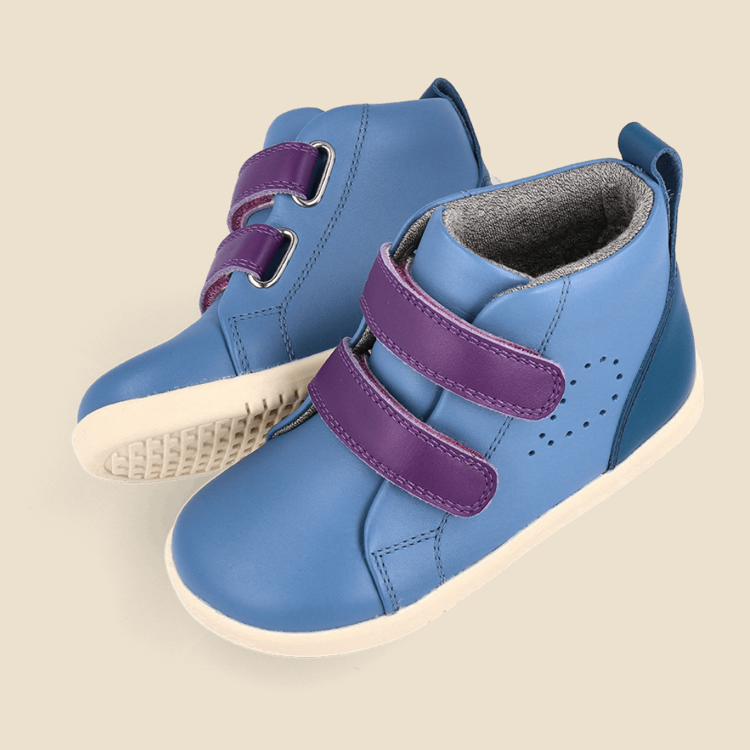 Bobux: Δερμάτινα Μποτάκια Sneakers iWalk (No: 23-26) Grass Court High Elemental Blue + Purple Combo