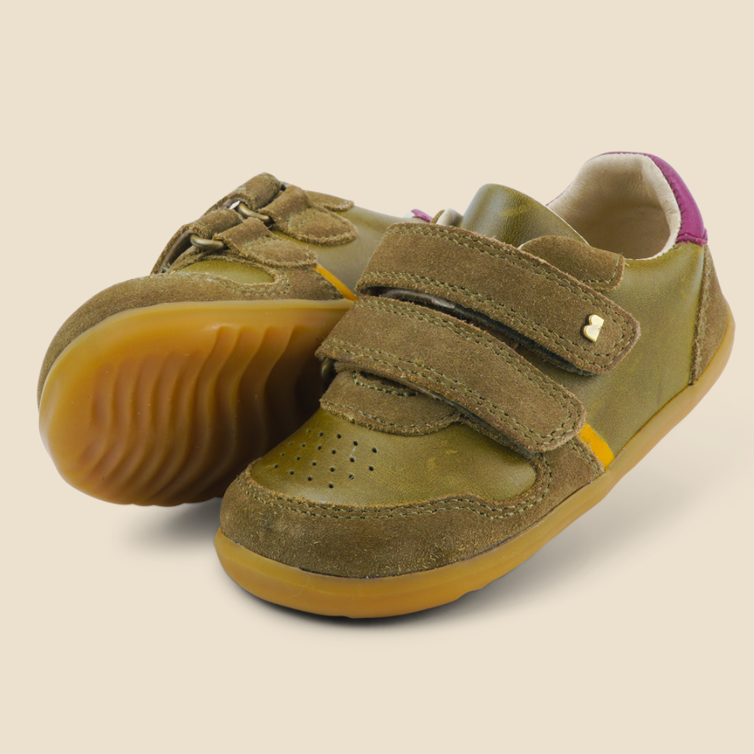 Bobux: Step up (No: 19-22) Riley Olive + Boysenberry