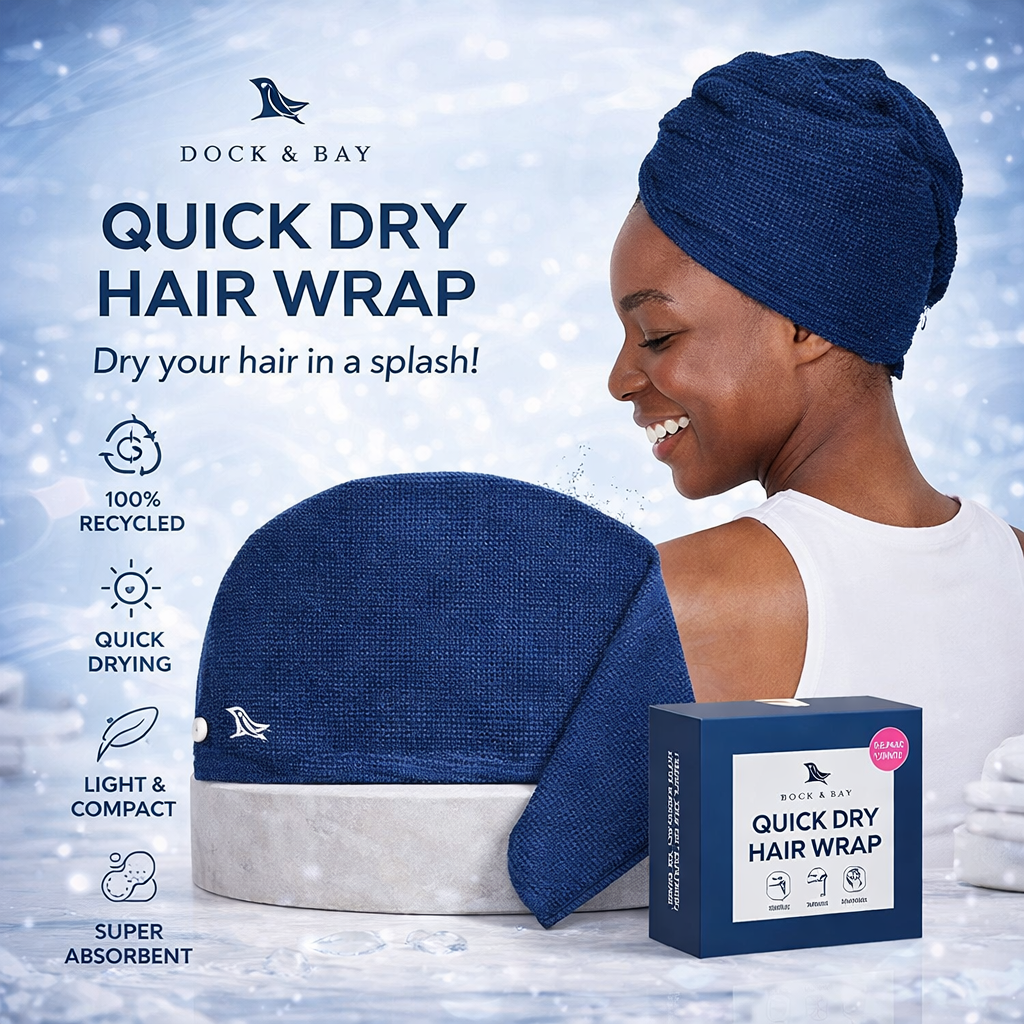 Dock & Bay: Τουρμπάνι Μαλλιών Anti-Frizz 63x26cm - Nautical Navy (Νέα συσκευασία)