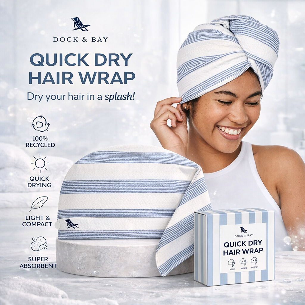Dock & Bay: Τουρμπάνι Μαλλιών Anti-Frizz 63x26cm - Storm Cloud (Νέα συσκευασία)