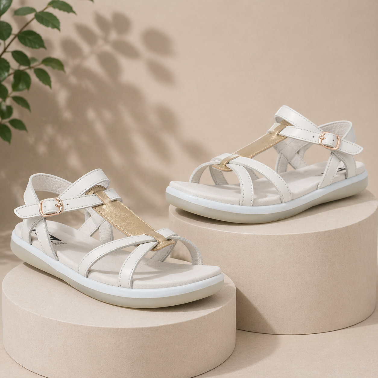 Bobux: Πέδιλο kid+ Pixie Sandal White & Misty Gold