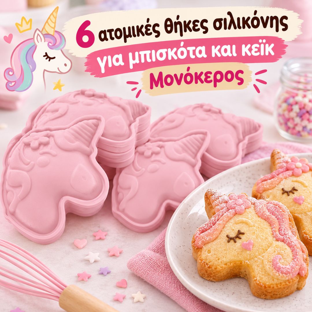 Scrap Cooking - 6 ατομικές θήκες σιλικόνης για μπισκότα και κεϊκ Μονόκερως